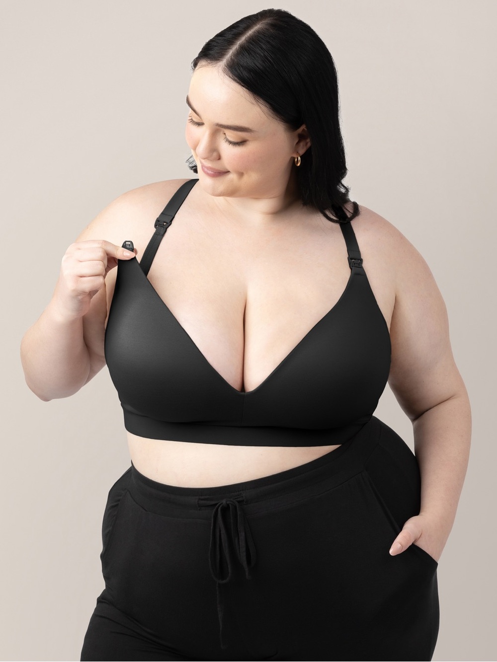 Kindred Bravely Minimalist black maternity and nursing bra XL busty